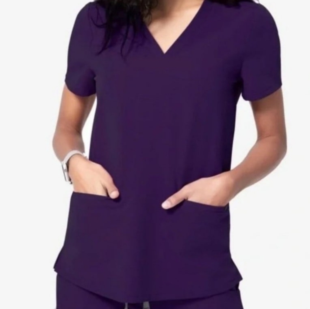 FIGS Casma Three-Pocket Scrub Top Purple Size XS